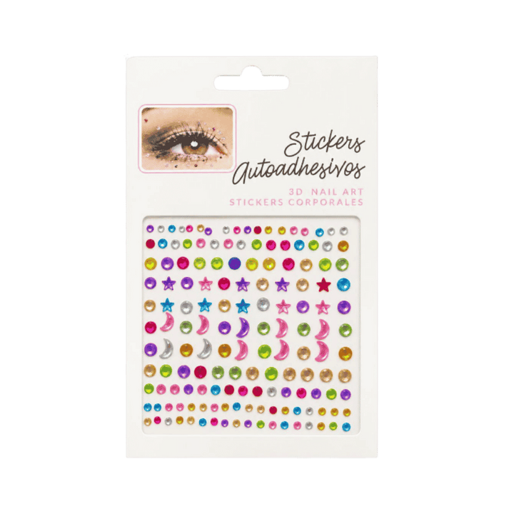 3D Nail Art Stickers colorful rhinestone nail decorations with stars and moon designs sheet