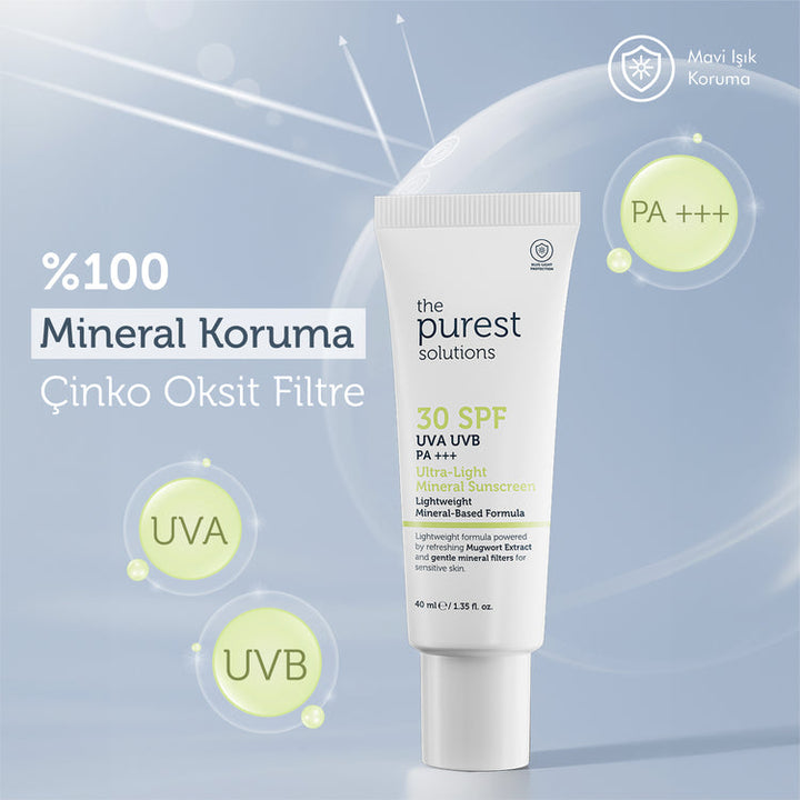 The Purest Solutions Ultra Light Mineral Sunscreen 30 Spf - 40ml | ذا بيورست واقي شمسي spf 30 - 40 مل