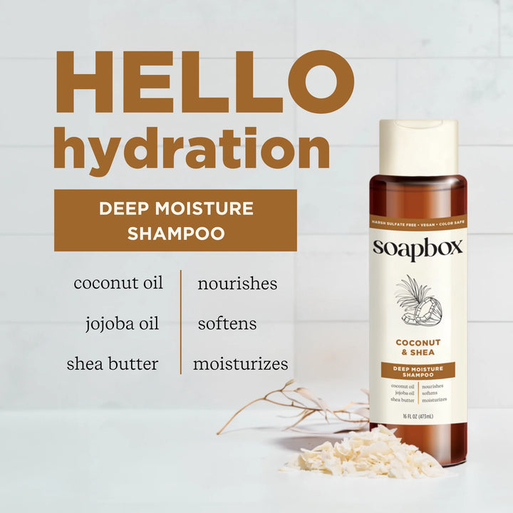 Soapbox Shampoo Moisture & Nourish Coconut Oil - 473ml| سوب بوكس شامبو للشعر بزيت جوز الهند -473 مل