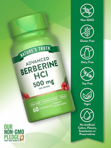 Nature's Truth Berberine HCl 500mg - 60 Capsules | نيتشرس تروث بيربيرين هيدروكلورايد 500 ملغ - 60 كبسولة