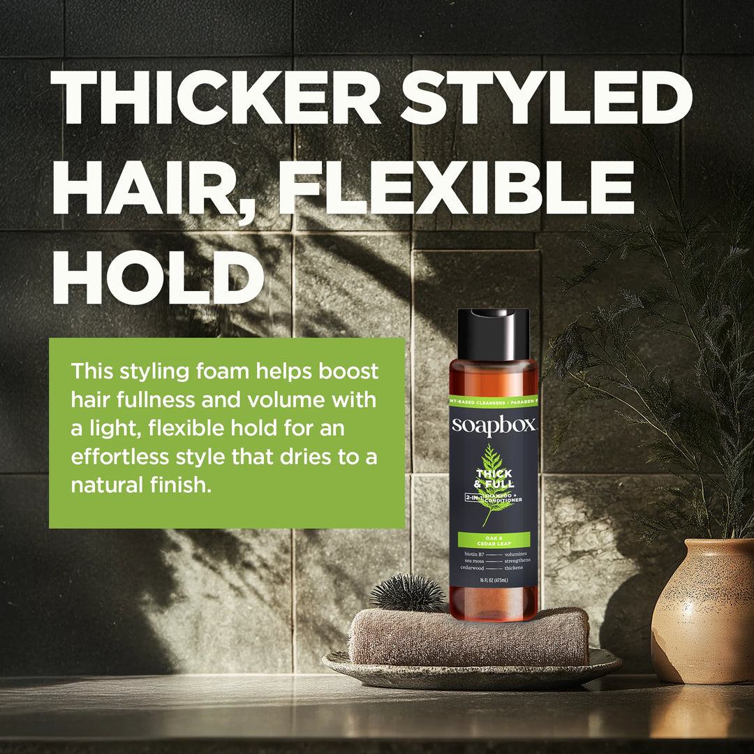 Soapbox Wholesale Men's Thicken & Style Foaming Texturizer - 147ml | سوب بوكس موس لتصفيف الشعر للرجال - 147 مل