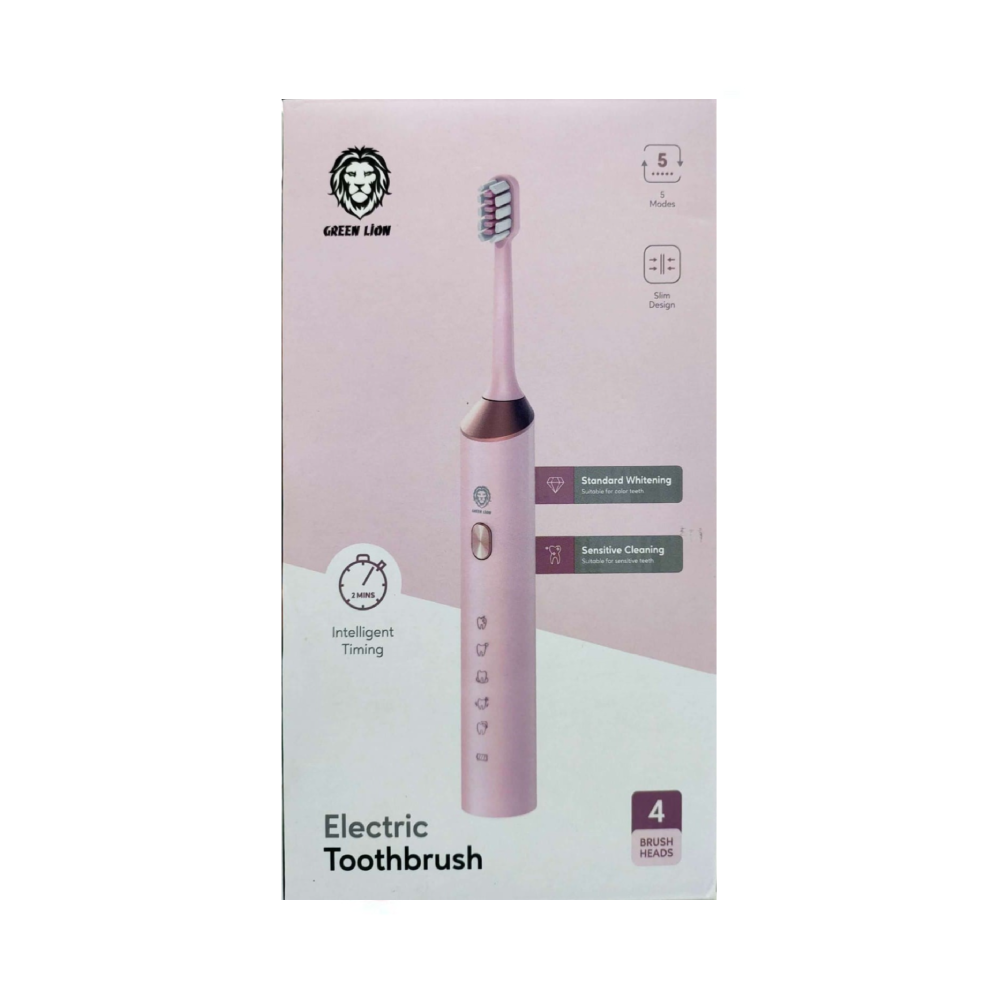 Green Lion Electric Toothbrush With 5 Modes & 4 Brush Heads | جرين لايون فرشاة أسنان كهربائية