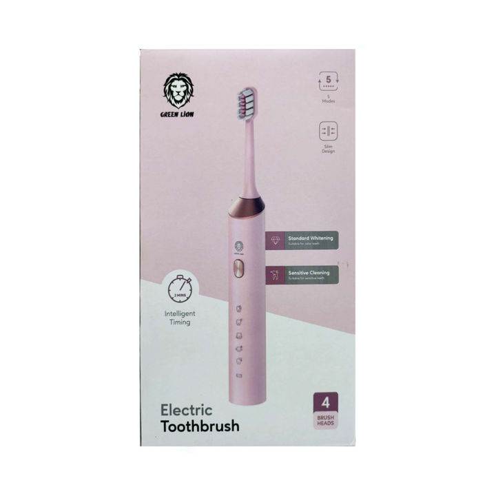 Green Lion Electric Toothbrush With 5 Modes & 4 Brush Heads | جرين لايون فرشاة أسنان كهربائية