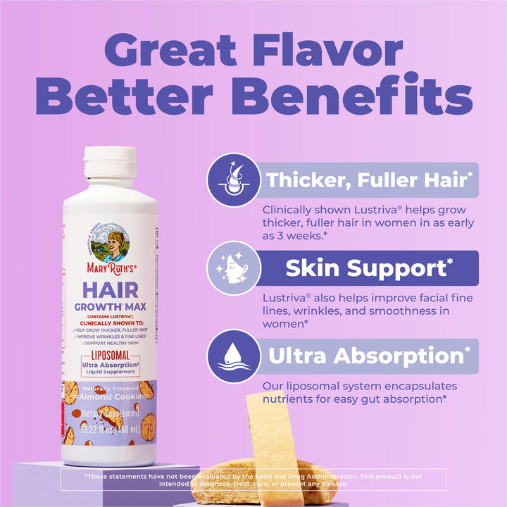 Mary Ruths Mary Ruths Hair Growth Max Liposomal Liquid Supplement Almond Cookie - 450ml - 450ml | ماري روث مكمل غذائي نمو الشعر - 450مل #3