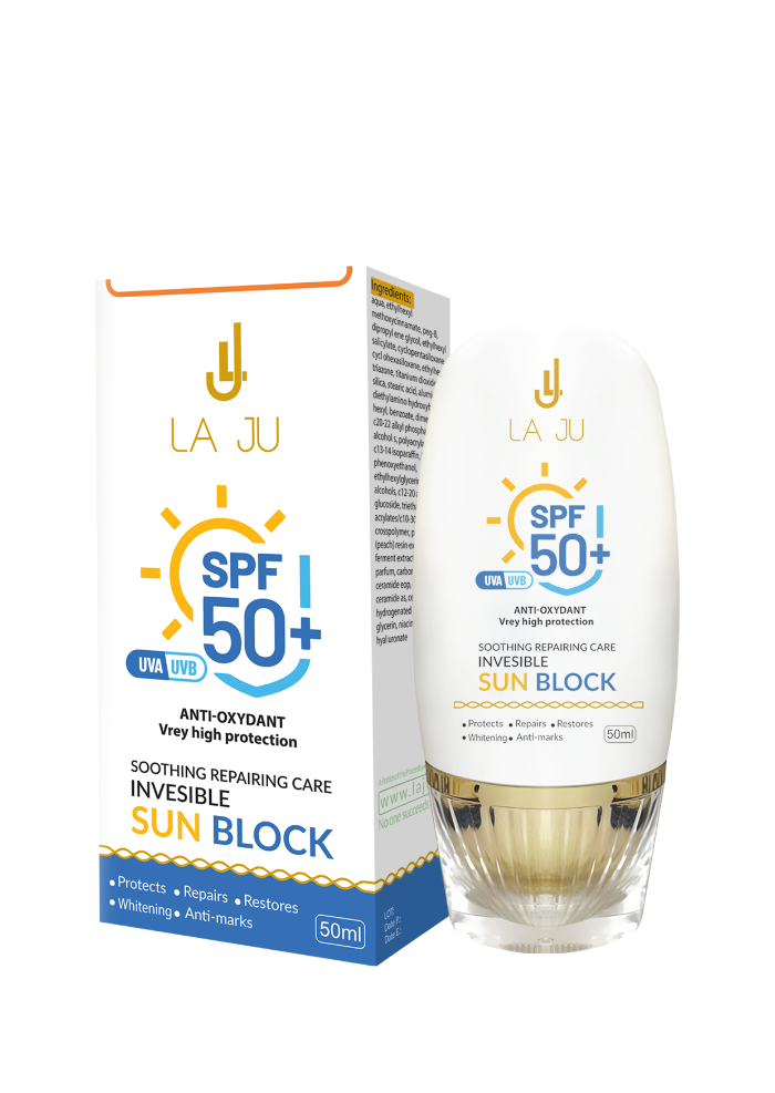 LA JU Soothing Repairing Care Invisible Sun Block - 50ml | لاجو كريم واقي شمسي مهدئ و مرمم - 50 مل