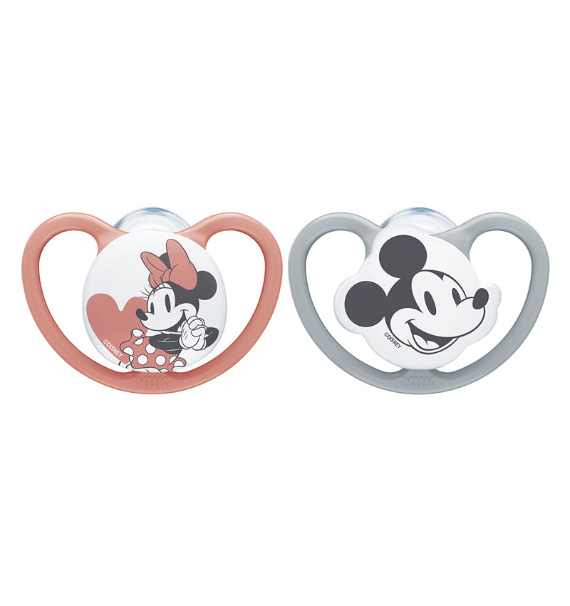 Nuk Disney Mickey Mouse Space Silicone Soothers 6-18m 2pieces | لهايات نوك ديزني ميكي ماوس سيليكون لعمر 6-18 شهر - قطعتان