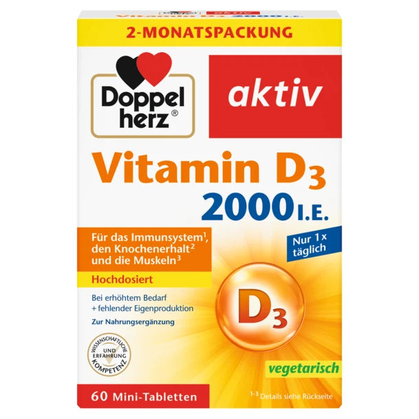 Doppelherz aktiv Vitamin D3 2000 - 60 Mini Tabletten| دوبل هيرز أكتيف فيتامين D3 2000 - 60 قرص صغير