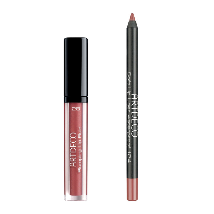 Artdeco Plumping Lip Fluid + Soft Lip Liner Waterproof Set 280 | ارديكو غلوس للشفاه و قلم تحديد الشفاه مضاد للماء