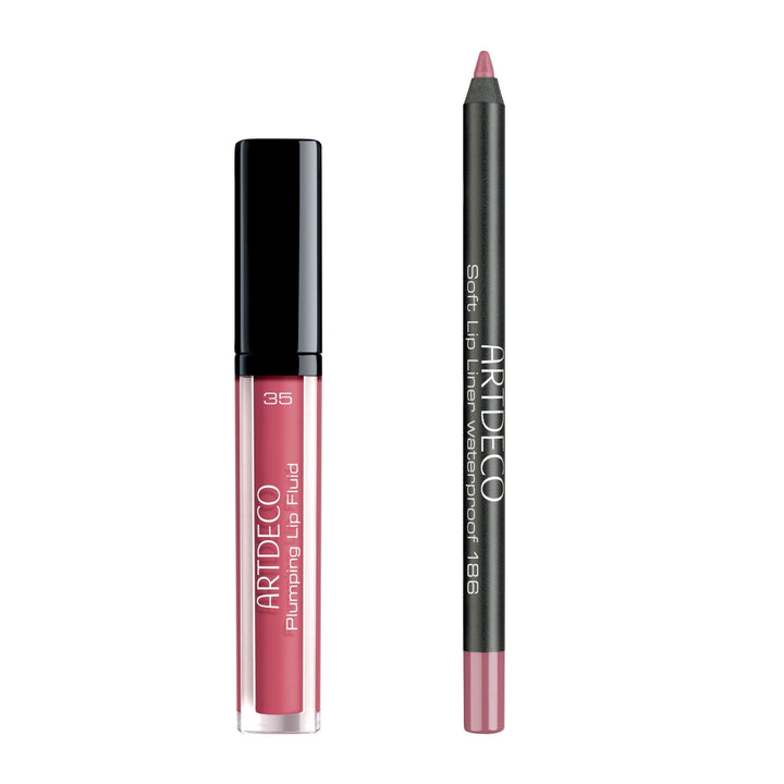 Artdeco Plumping Lip Fluid + Waterproof Lip Pencil Set - 3ml | ارديكو سيت غلوس مكثّف للشفاه + قلم تحديد شفاه مقاوم للماء - 3 مل