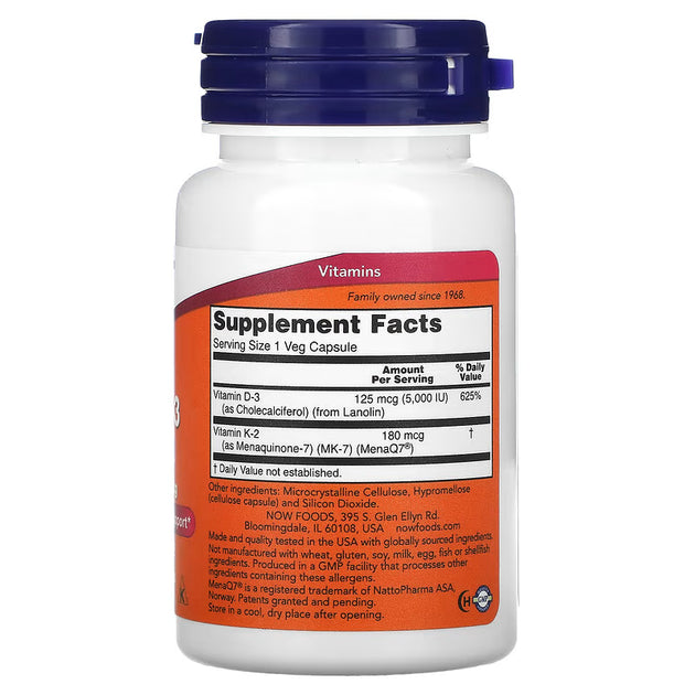 now Mega D-3 & Mk-7 - 60capsules | ناو كبسولات فيتامين دال وفيتامين كي - 60 كبسولة