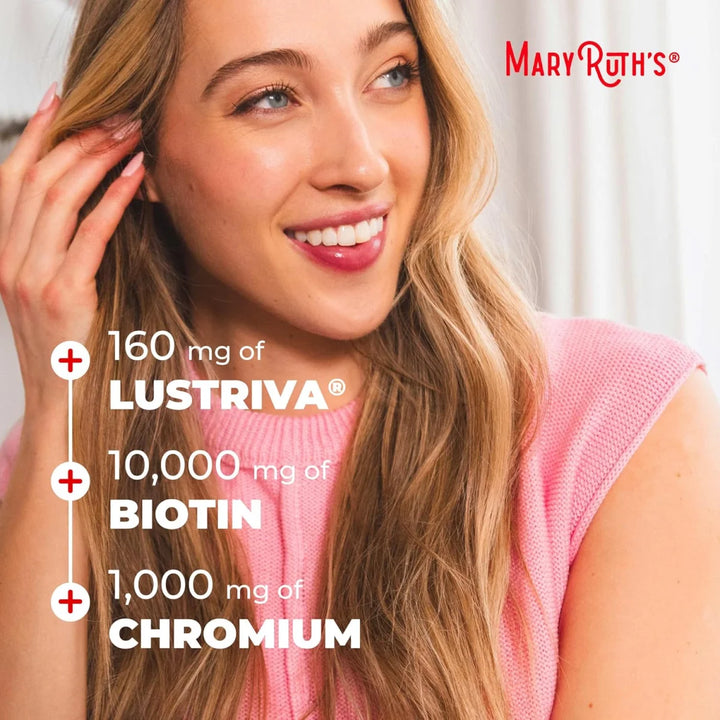 Mary Ruths Liquid Morning Multivitamin + Hair Growth, Peach & Mango - 887ml | ماري روث مكمل غذائي سائل متعدد الفيتامينات لدعم صحة الشعر للنساء - 887 مل