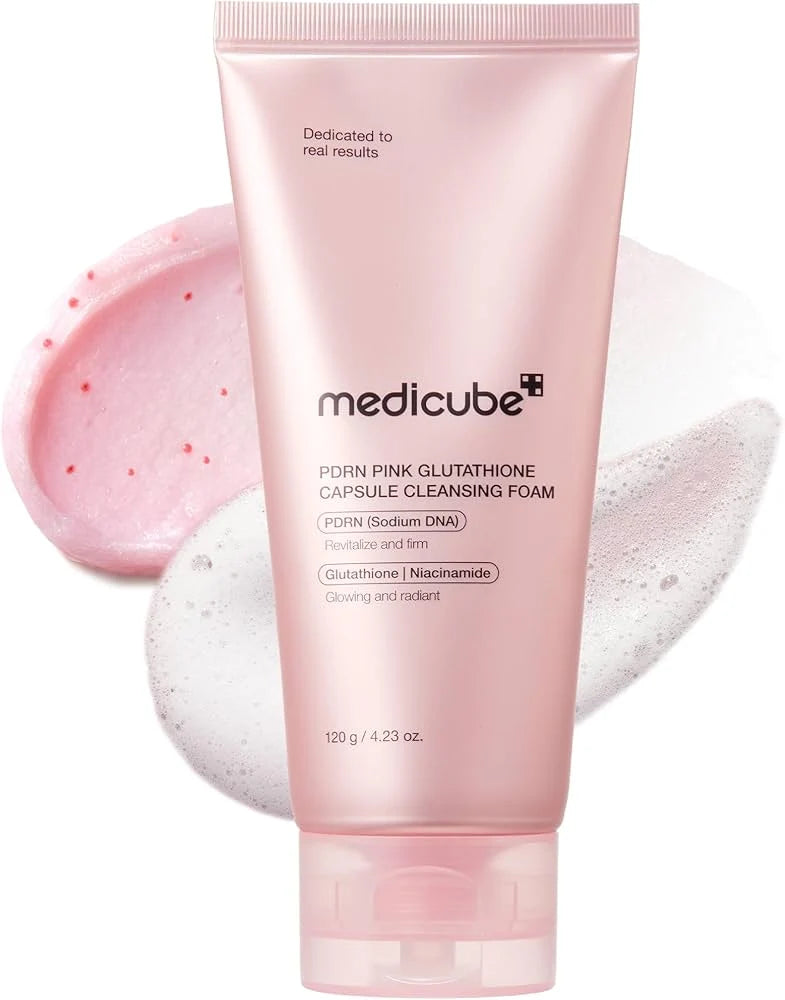 Medicube PDRN Pink Glutathione Capsule Cleansing Foam - 120g | ميدي كيوب غسول رغوي بكبسولات بي دي آر إن والغلوتاثيون الوردي – 120 غ