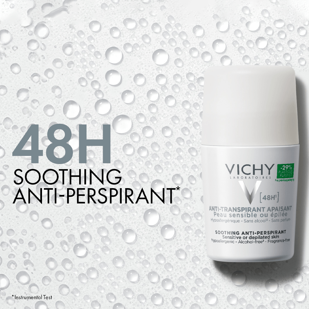 VICHY Roll-on 48H Anti-Perspirant Deodorant Sensitive  - 50ML | فيشي مزيل تعرق لمدة 48 ساعة للبشرة الحساسة - 50 مل