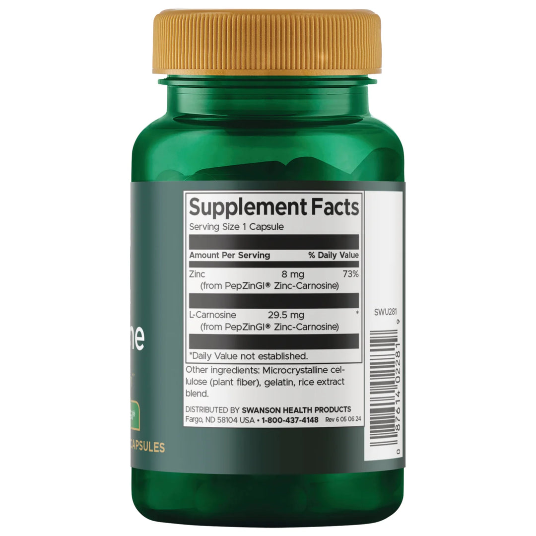 Swanson Zinc Carnosine - 60 capsules | سوانسون زنك كارنوزين - 60 كبسولة