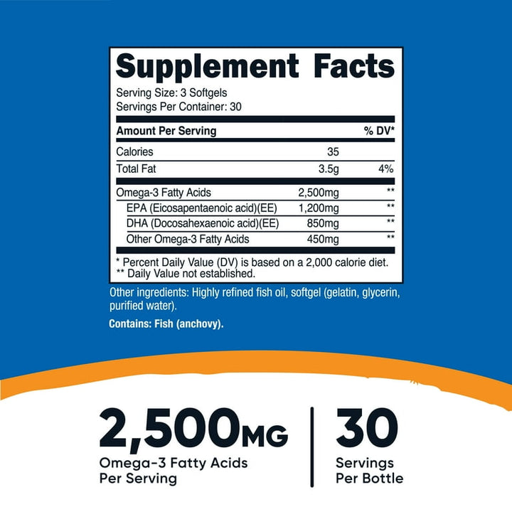 Nutricost Omega-3 2,500 Mg - 90 Softgels | نوتريكوست أوميغا 3 2500 ملغ - 90 سوفت جل #5