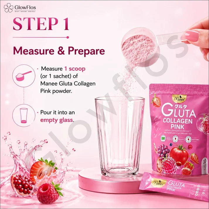 Manee Gluta Collagen Pink - 30 Sachets | ماني جلوتا مسحوق الكولاجين - 30 كيس