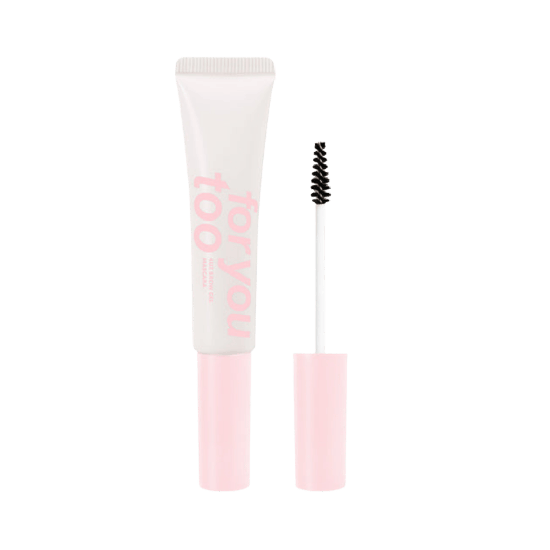 4U2 For You 100 Brow Gel Mascara tube and brush applicator packaging with white and pink design.