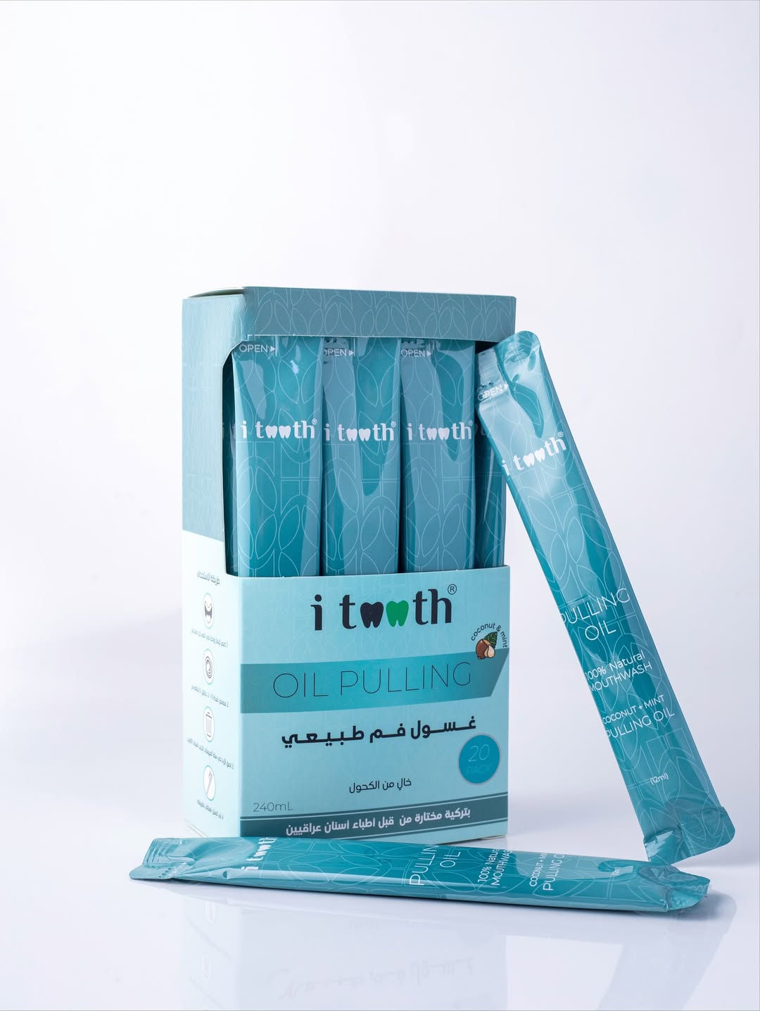 i tooth oil pulling 20 Pack 240ml | آي توث غسول زيتي للفم – 240 مل (20 كيس)