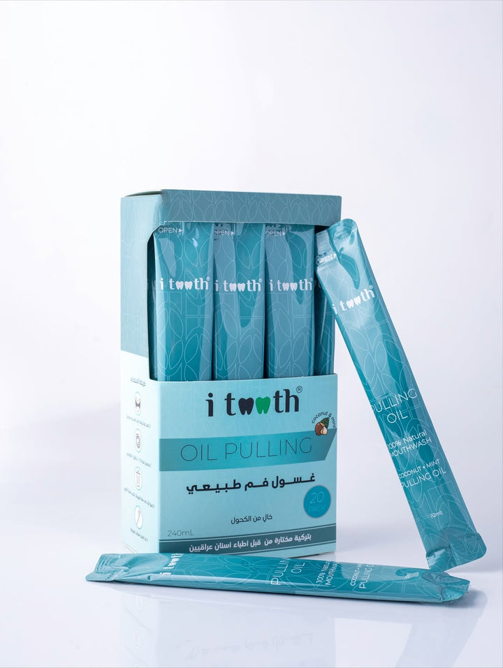 i tooth oil pulling 20 Pack 240ml | آي توث غسول زيتي للفم – 240 مل (20 كيس)