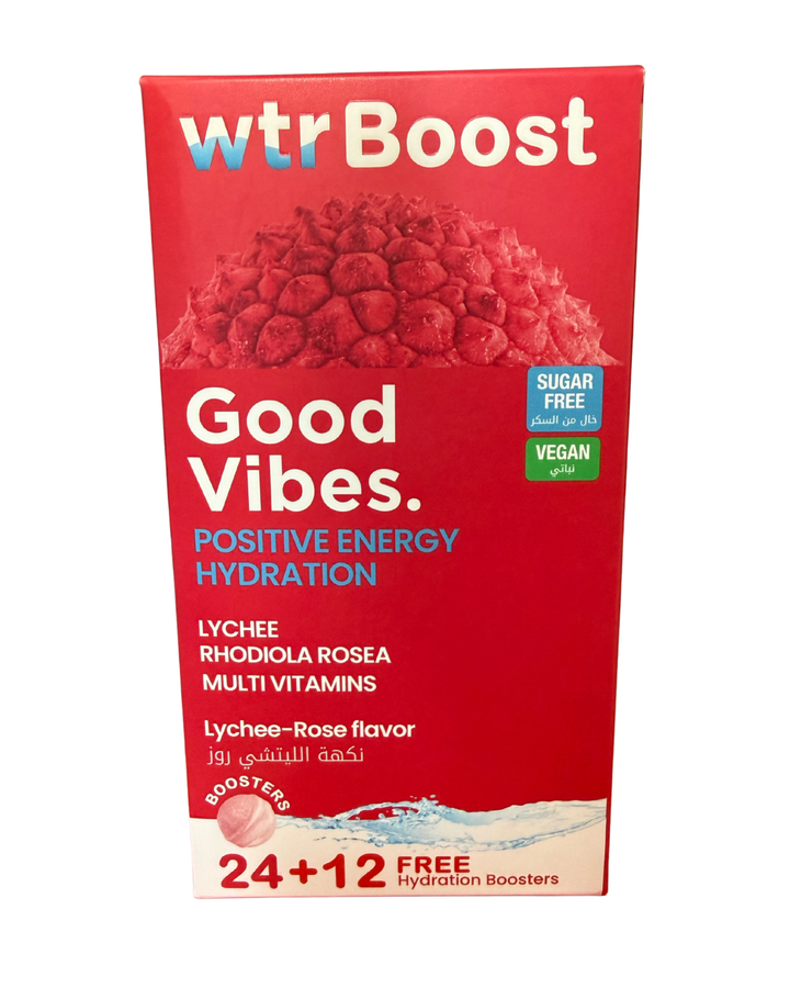 Wtr Boost Good Vibes Positive Energy Hydration 36 Hydration Boosters | ووتر بوست مكمل غذائي فوار لدعم الترطيب والطاقة الايجابية - 36 قرص