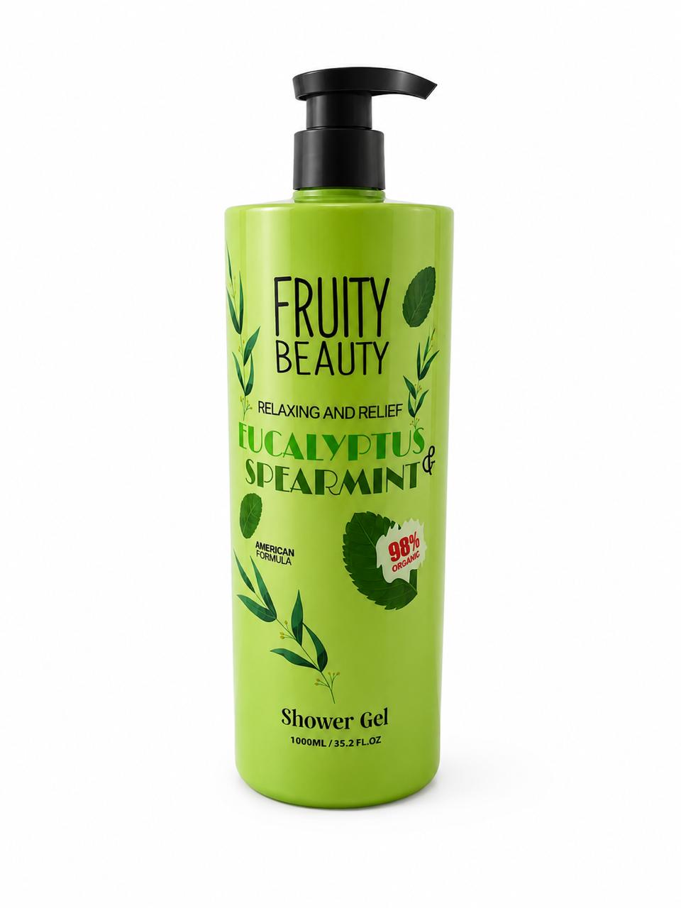 FRUITY BEAUTY Relaxing And Relief Eucalyptus & Spearmint Shower Gel - 1000ml | فروتي بيوتي جل استحمام مهدئ و مريح بالخيار و الاوكالبتوس - 1000 مل
