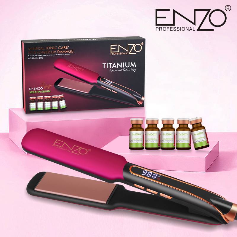 ENZO Mineral Ionic Care For Lower Uv Damage with 5 Keratin Serum | إنزو مكواة شعر