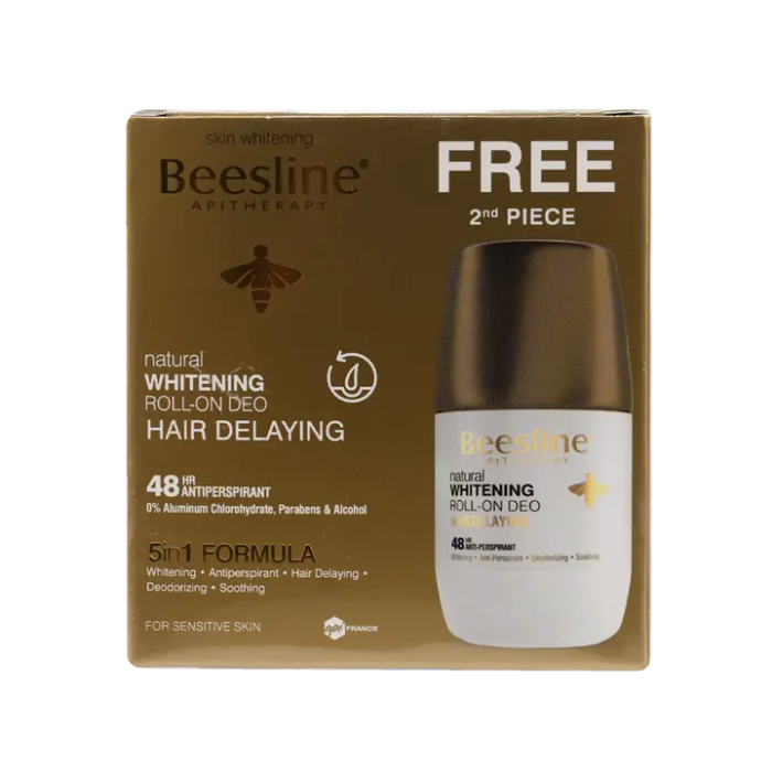 Beesline Whitening Roll-On Hair Delaying - 1+1 50ml | بيزلين رول اون مزيل تعرق 1+1 قطعة - 50 مل