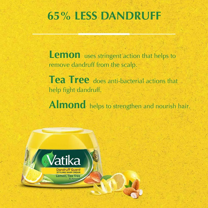 Vatika Dandruff Guard Styling Hair Cream- 140ml | فاتيكا كريم للشعر مقاوم للقشرة بخلاصة الليمون وشجرة الشاي واللوز - 140مل