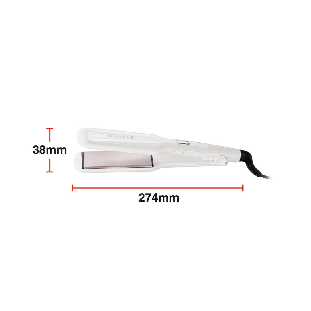 REMINGTON Pro Ceramic Extra Straightener White | ريمينغتون مكواة شعر برو-سيراميك إكسترا ذات لوحات عريضة