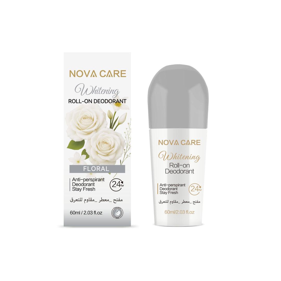 NOVA CARE Whitening Roll-On Deodorant 24h Anti-Perspirant Floral - 60ml | نوفا كير مزيل تعرق رول برائحة الزهور - 60 مل