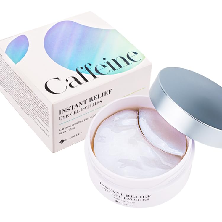 K-Secret Caffeine Instant Relief Eye Gel Patches -60 | كي سيكريت ماسك لتحت العين بالكافيين للانتعاش الفوري - 60 لصقة