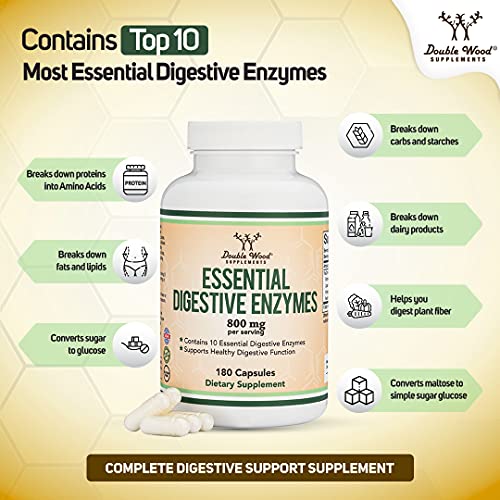Double Wood Essential Digestive Enzymes 800 mg - 180 Capsules | دابل وود إنزيمات هضم أساسية 800 ملغ - 180 كبسولة #2