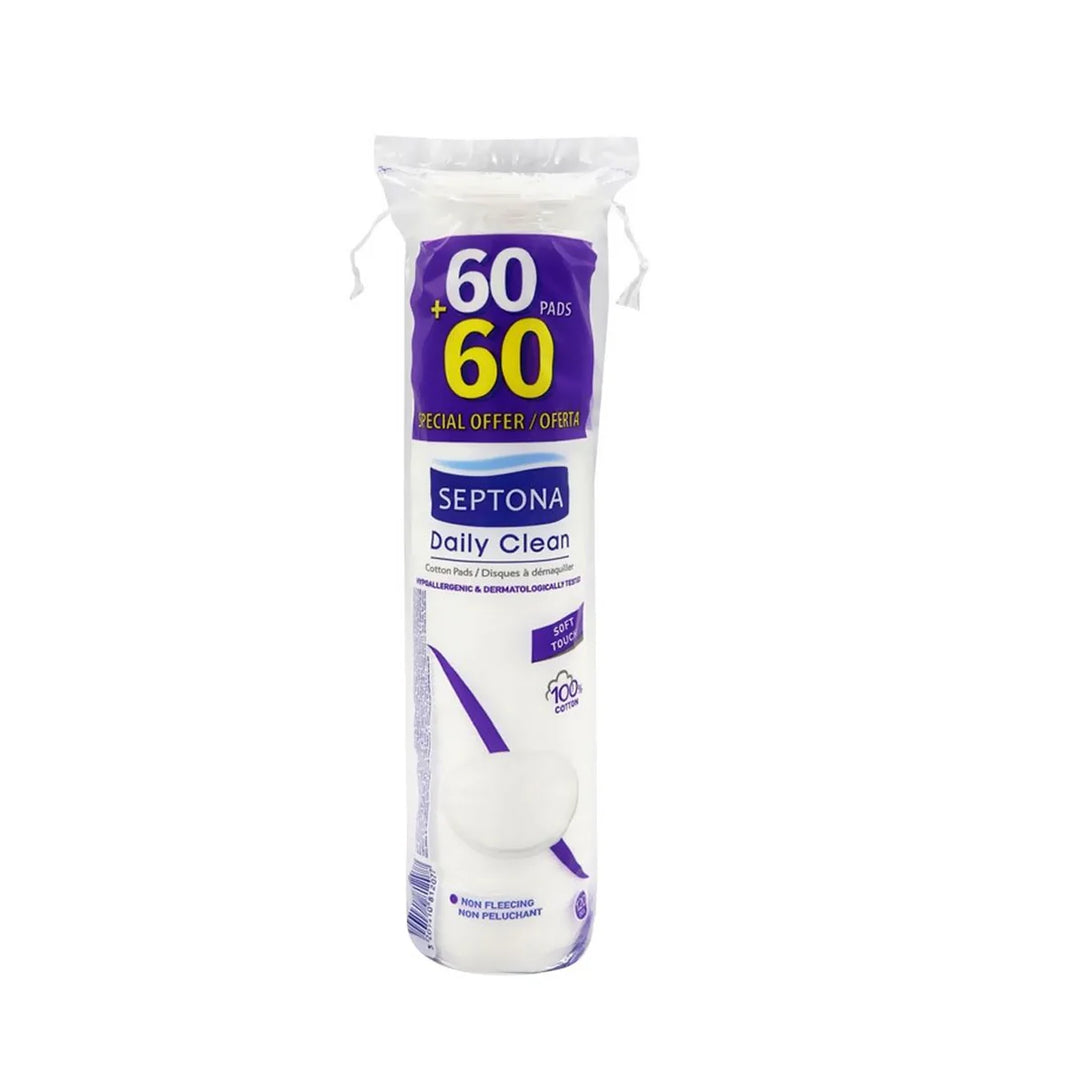 SEPTONA Cotton Pads Daily Clean 60 + 60 *120 Pcs| سيبتونا أقراص قطنية ناعمة 60+60*120 قطعة