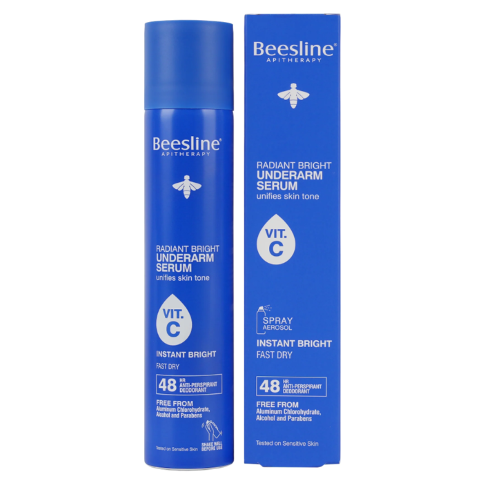 Beesline Radiant Bright Underarm Serum Vit C Spray 48h - 150ml | بيزلين بخاخ مضاد للتعرق و مفتح تحت الابط بفيتامين سي - 150 مل