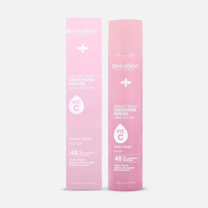 Beesline Radiant Bright Underarm Serum Vit C Spray 48h - 150ml | بيزلين بخاخ مضاد للتعرق و مفتح تحت الابط بفيتامين سي - 150 مل