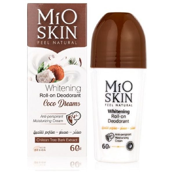 MIO SKIN Whitening Roll- On Deodorant 24hr Anti Perspirant Moisturizing Cream - 60ml|  ميو سكن مزيل تعرق رول ومبيض  لمدة 24 ساعة- 60 مل