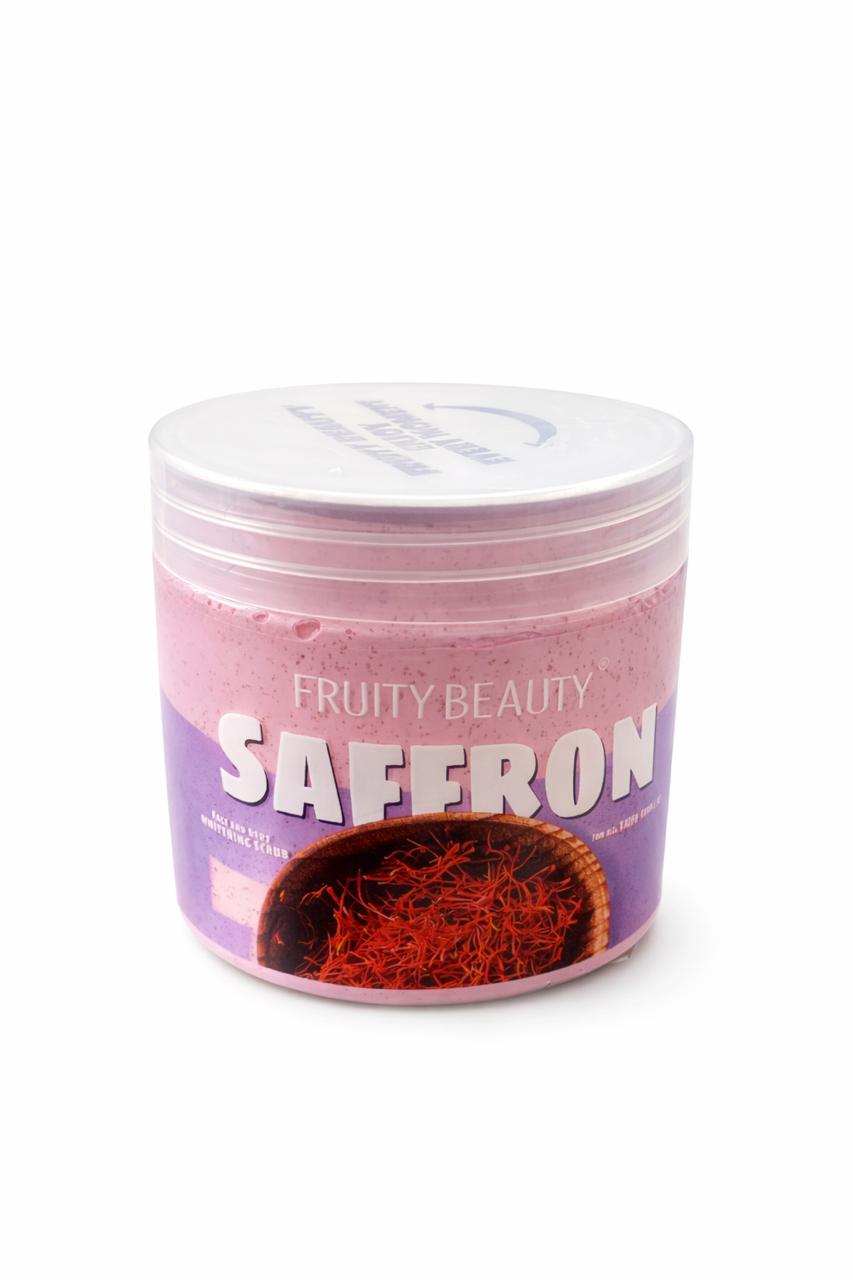 FRUITY BEAUTY Face & Body Whitening Scrub Saffron - 500ml | فروتي بيوتي سكراب للوجه وللجسم بالزعفران - 500مل