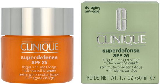 Clinique Superdefense SPF 25 Fatigue + 1st Signs Of Age Multi-Correcting Cream - 50ml | كلينك كريم نهاري مع عامل حماية شمسي لعلامات التقدم بالعمر - 50 مل