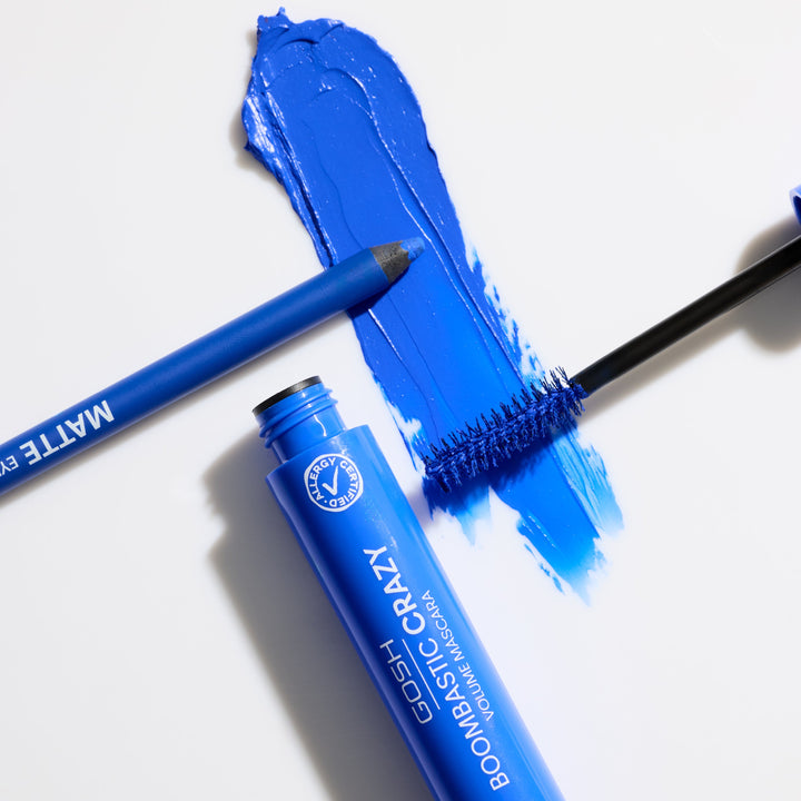 Gosh Boombastic Crazy 002 + Matte Eye Liner 008 Blue | جوش ماسكرا بومباستيك كراي #2