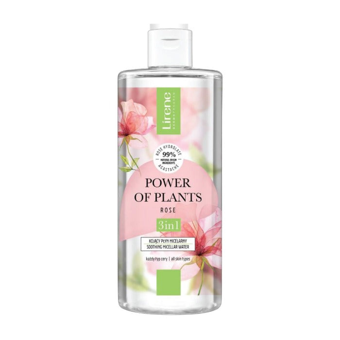 Lirene Power Of Plants Soothing Micellar Water Rose 3 In 1 - 400ml | ليرين مزيل مكياج ٣ في ١ بماء الزهر - 400 مل