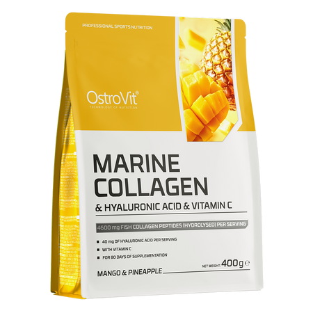 OstroVit Collagen & Hyaluronic Acid & Vitamin C - 400g - 400g | اوسترو فيت كولاجين بحري بنكهة مانجو و أناناس - 400غ