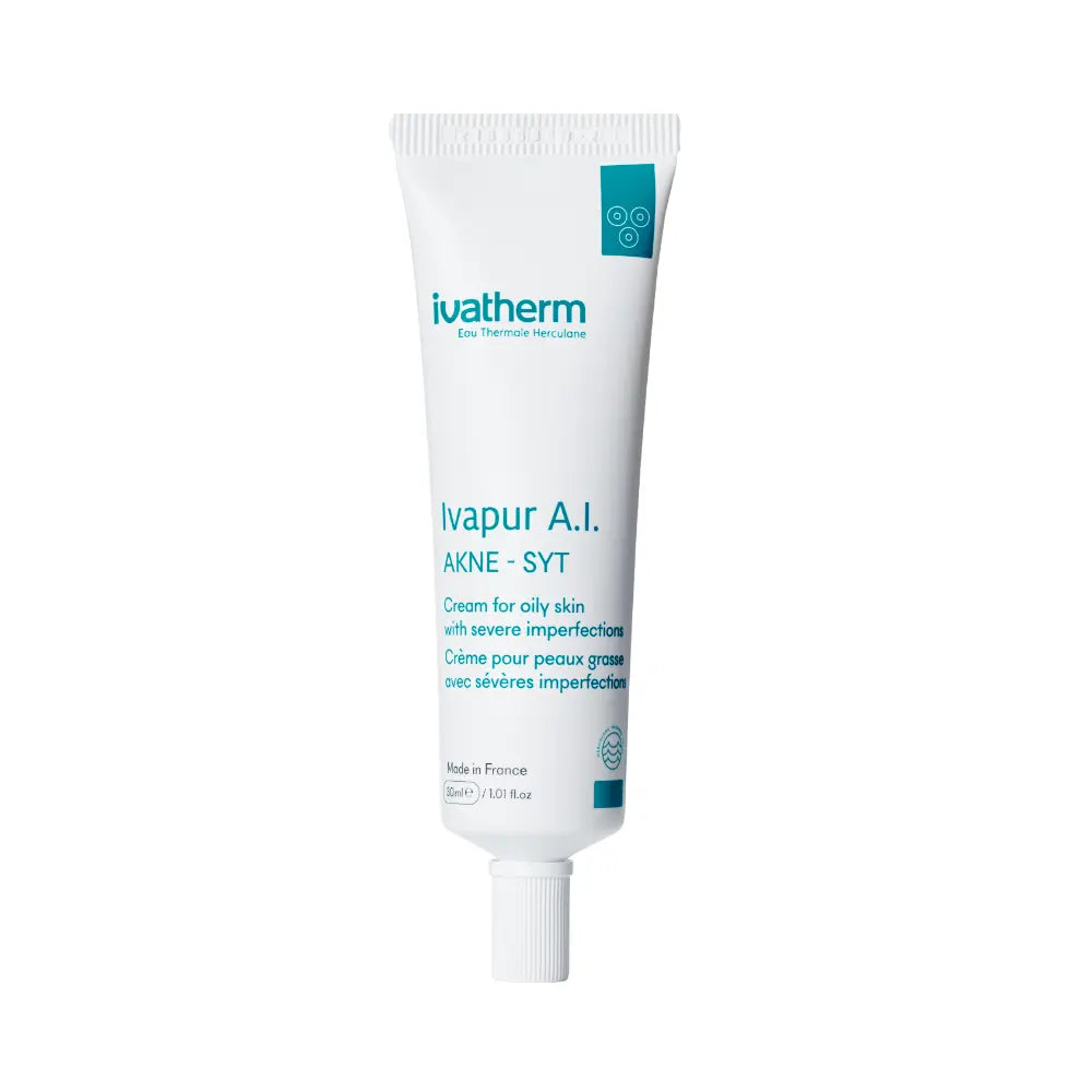 ivatherm Ivapur A.I Akne-Syt Cream For Oily Skin With Severe Imperfections - 30ml | ايفاثيرم كريم إيفابوراي آي للبشرة المعرضة لحب الشباب.علاج ﻣﻮﺿﻌﻲ ﻟﻠﺒﺜﻮر الملتهبة وﺗﻘﻠﻴﻞ الاحمرار. - 30 مل