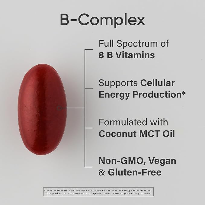 Sports Research Vitamin B-Complex Plant-Based - 60 Vegan Softgels | سبورت ريسيرش مكمل متعدد للفيتامينات بتركيبة نباتية - 60 كبسولة هلامية