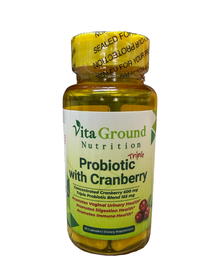 Vita Ground Nutrition Probiotic With Cranberry -30 Capsules |  فيتا جراوند نيوترشن بروبيوتيك مع التوت البري - 30 كبسولة