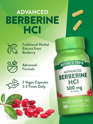 Nature's Truth Berberine HCl 500mg - 60 Capsules | نيتشرس تروث بيربيرين هيدروكلورايد 500 ملغ - 60 كبسولة