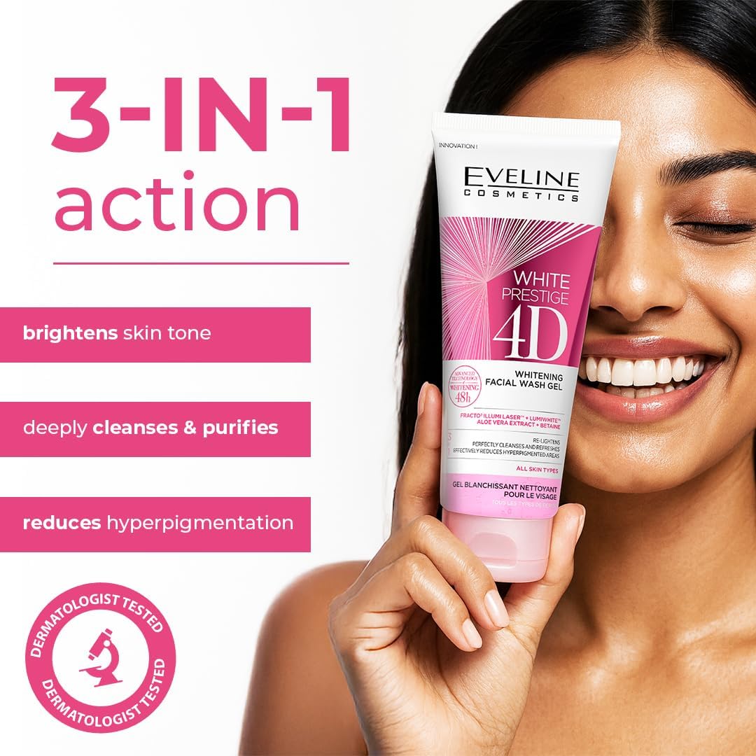 Eveline White Prestige 4D Whitening Facial Wash Gel - 200ml | ايفلين غسول جيل لتفتيح البشرة - 200 مل