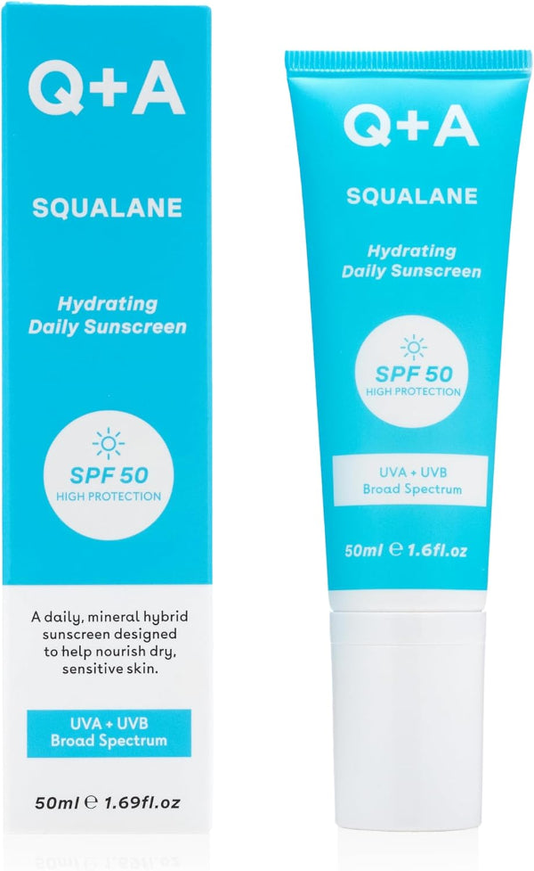 Q+A Squalane Hydrating Daily Sunscreen SPF50 - 50ml | كيو بلس ايه كريم واقي شمسي مرطب spf50 - 50 مل