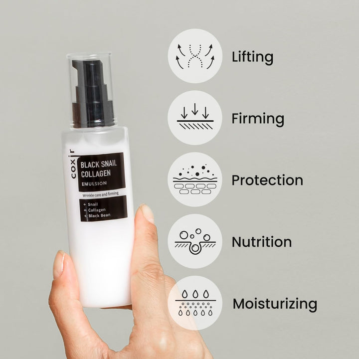 Coxir Black Snail Collagen emulsio - 100ml| كوكسر إيمولشن الحلزون الأسود بالكولاجين-100 مل