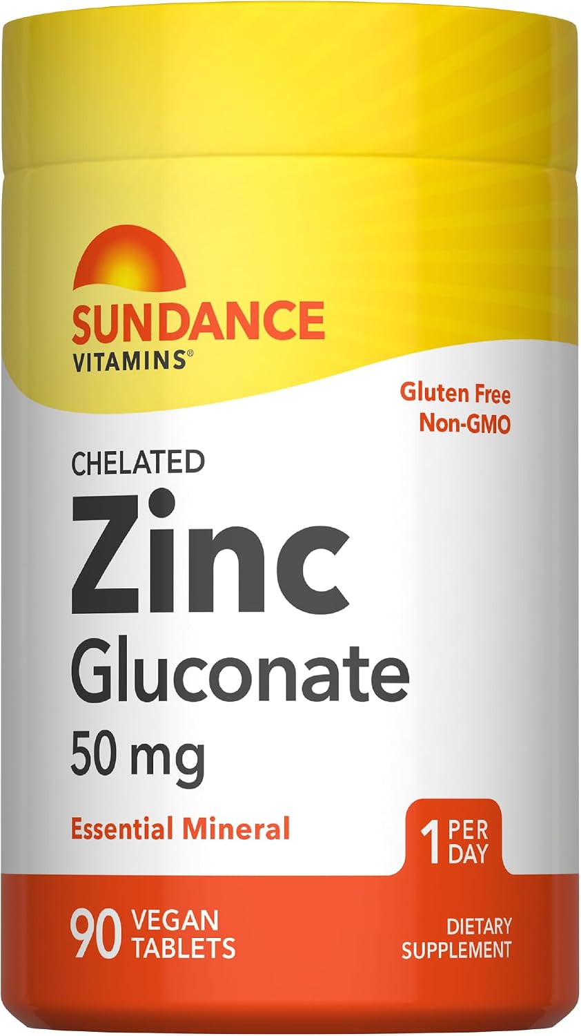 Sundance Zinc Gluconate 50 Mg - 90 Vegan Tablets | ساندانس زنك غلوكونات 50 ملغ - 90 قرص نباتي