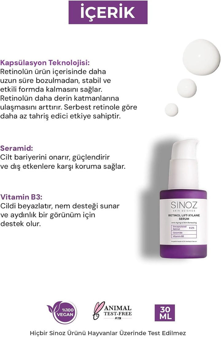 Sinoz Retinol Lift-Xylane Serum - 30ml| سينوز سيروم مضاد للشيخوخة -30 مل
